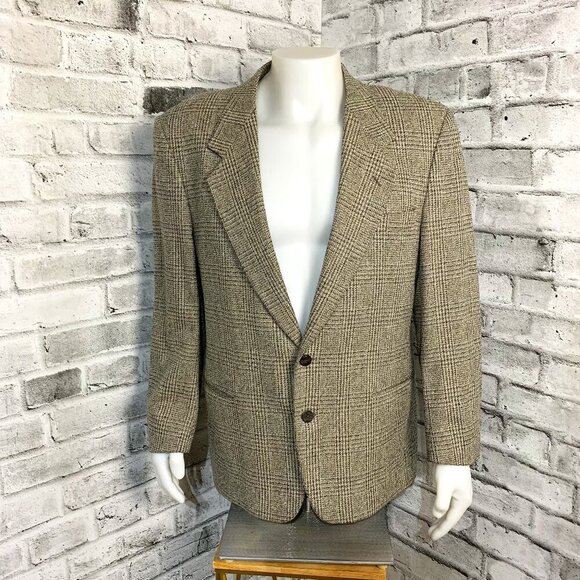 Vintage Hyde Park Tweed Wool Check 2 Button Mens Blazer - Picture 1 of 16